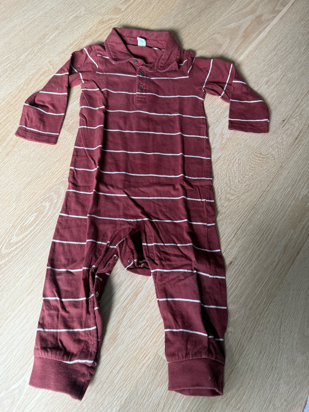 Colored Organics Maroon and White Striped Jumpsuit